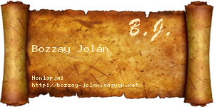 Bozzay Jolán névjegykártya